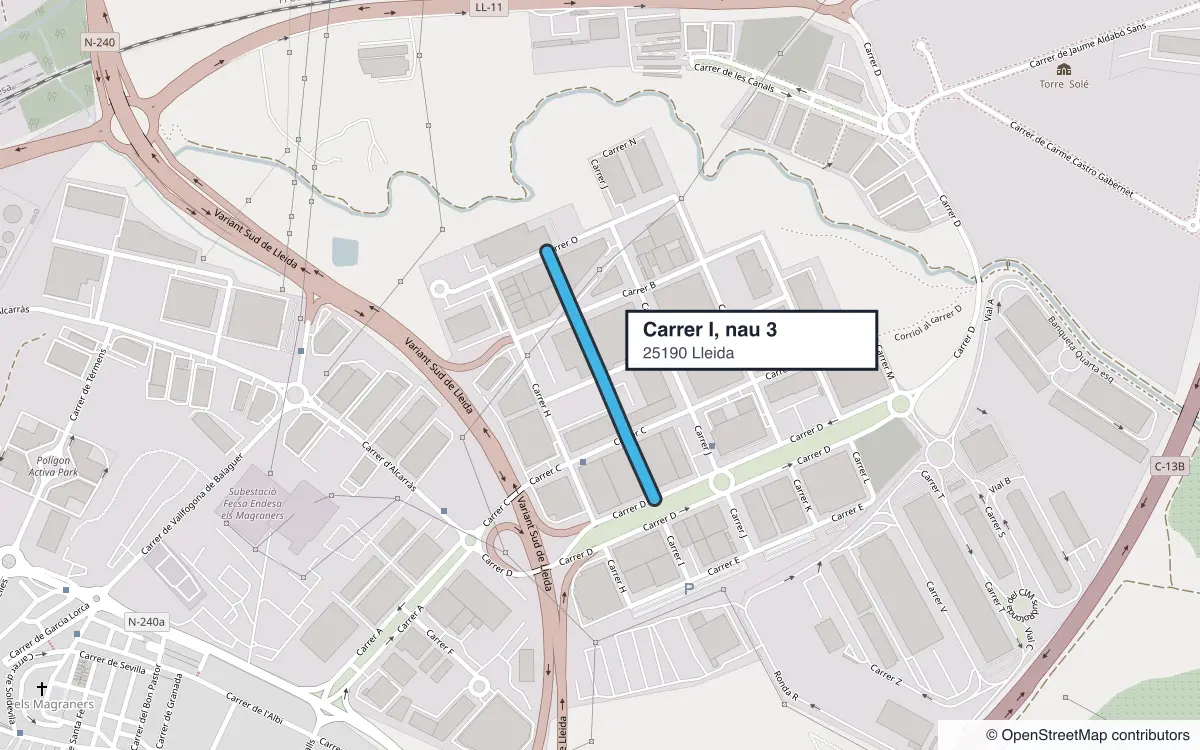 Plano de situación de la nave: Carrer I, nau 3, 25190 Lleida